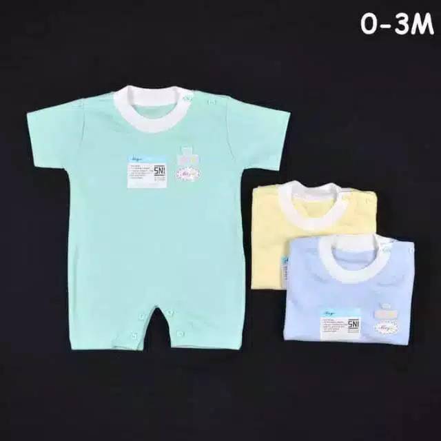 MIYO POLOS WARNA Baju Kodok Segi Empat 0-3M/ Jumper Segi Empat MIYO POLOS WARNA 0-3M