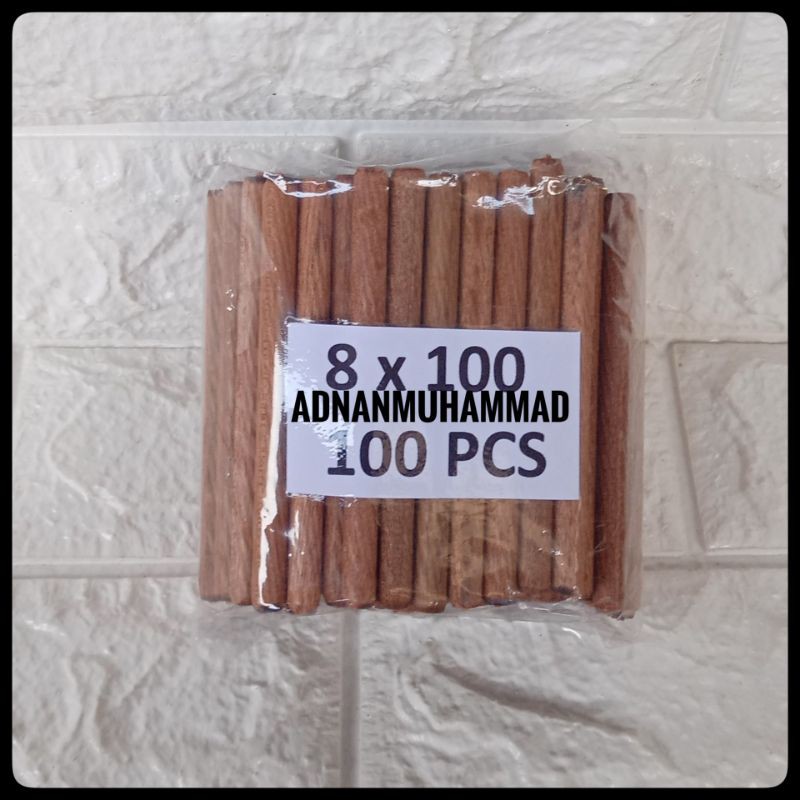 Kayu dowel Bulat stik paku kayu 8 x 100mm 100pcs