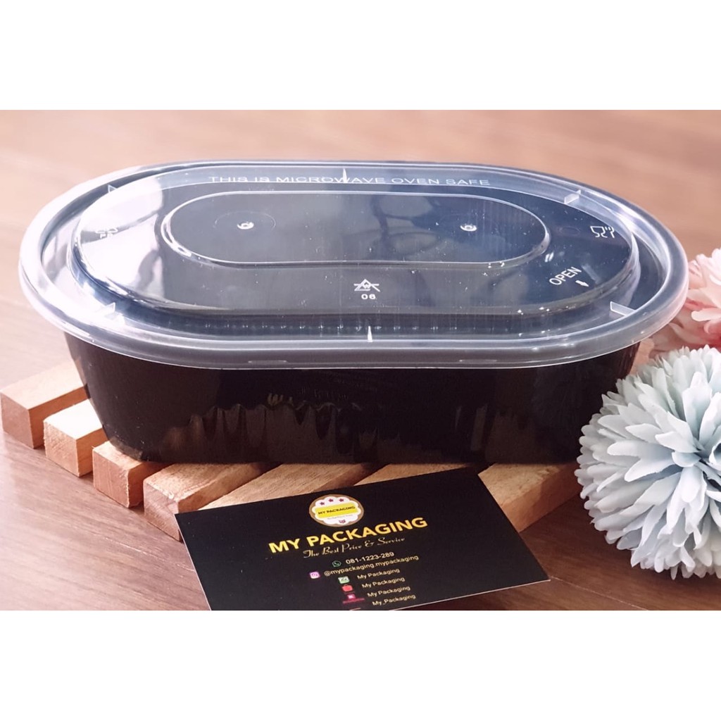 NEW Thinwall HITAM 750 ml OVAL Container Microwaveable 750ml