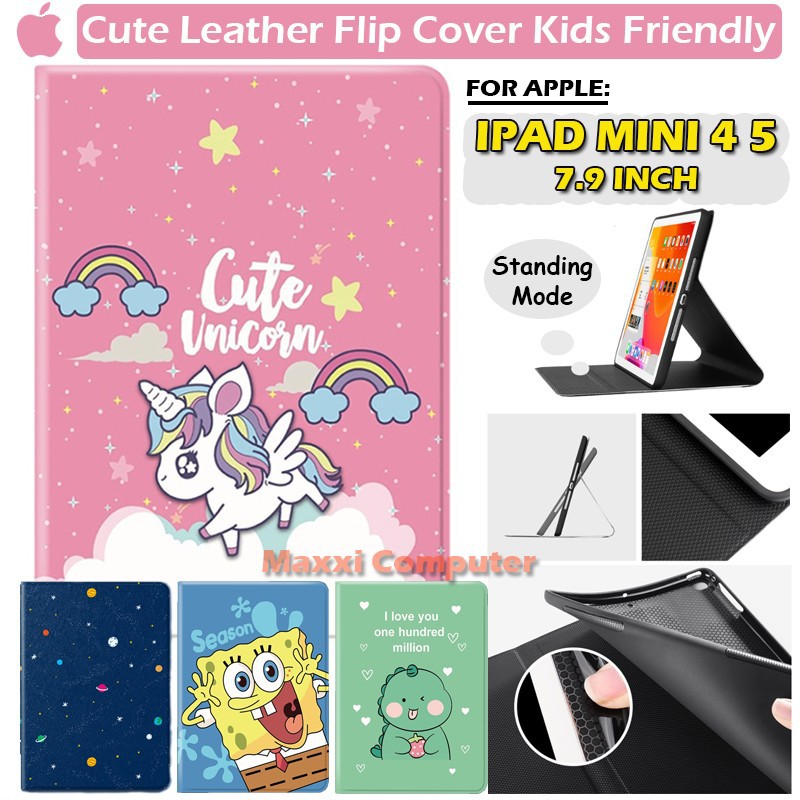 iPad Mini 4 5 7.9 inch Bookcover Flipcase Softcase Soft Case Casing Cover Anak Warna Pink Lucu Motif