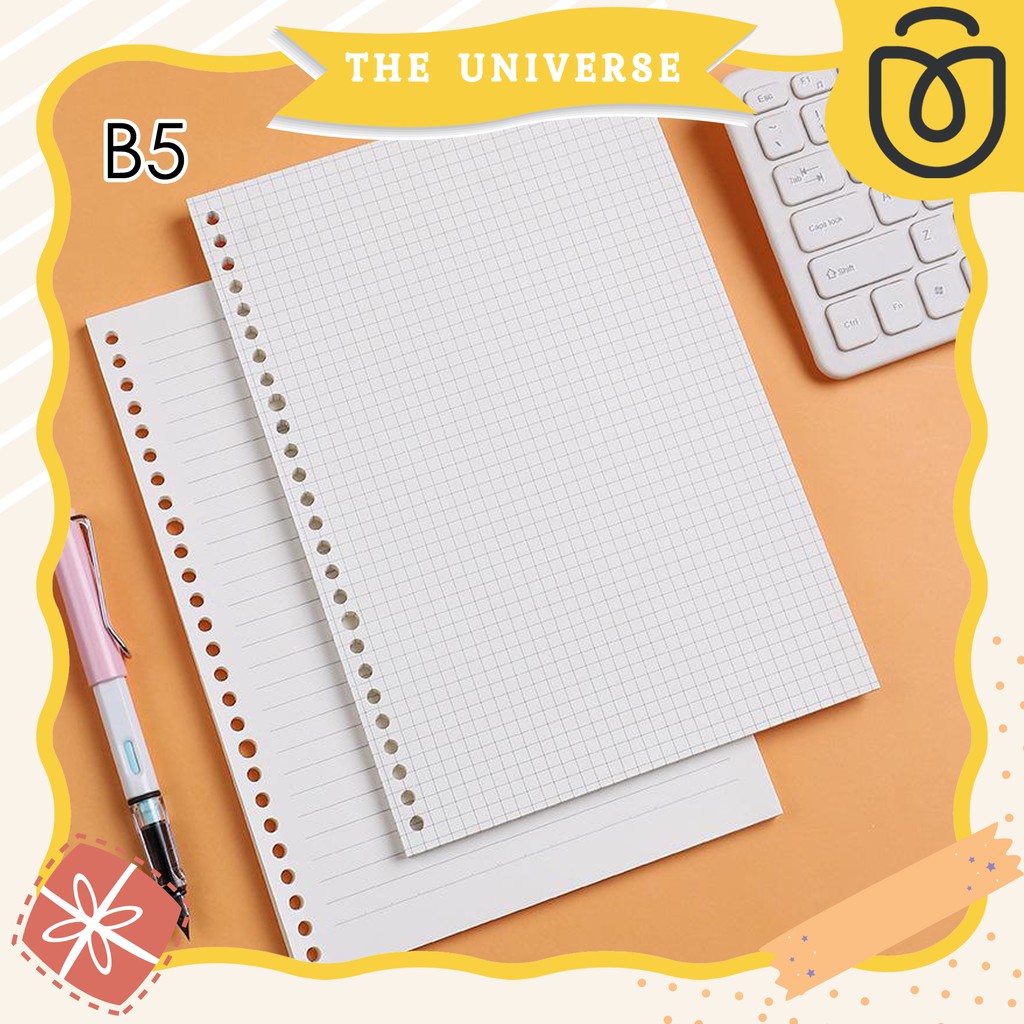 [THE UNIVERSE] 100gsm 26 Lubang Isi Binder B5 Polos Bergaris Refill Kertas Binder Loose Leaf - ST013