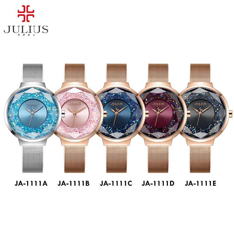 Julius JA-1111 / JA1111 ORIGINAL Jam Tangan Wanita Korea Cantik dan Elegan Kristal Stainless Steel