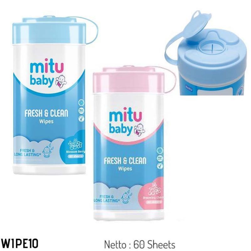 Mitu Baby Tisu Basah Fresh &amp; Clean Bottle 60'S - Tisu BasahBayi