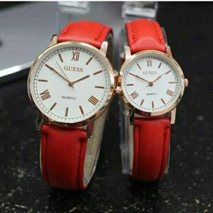 JAM TANGAN COUPLE GUESS ROMAWI GS030 , MERAH