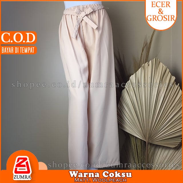 Celana Wanita Kulot Wolfis Highwaist Ribbon Pants Casual