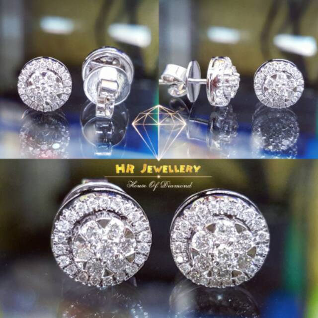 Anting / giwang fashion berlian 0.54 ct ring emas putih