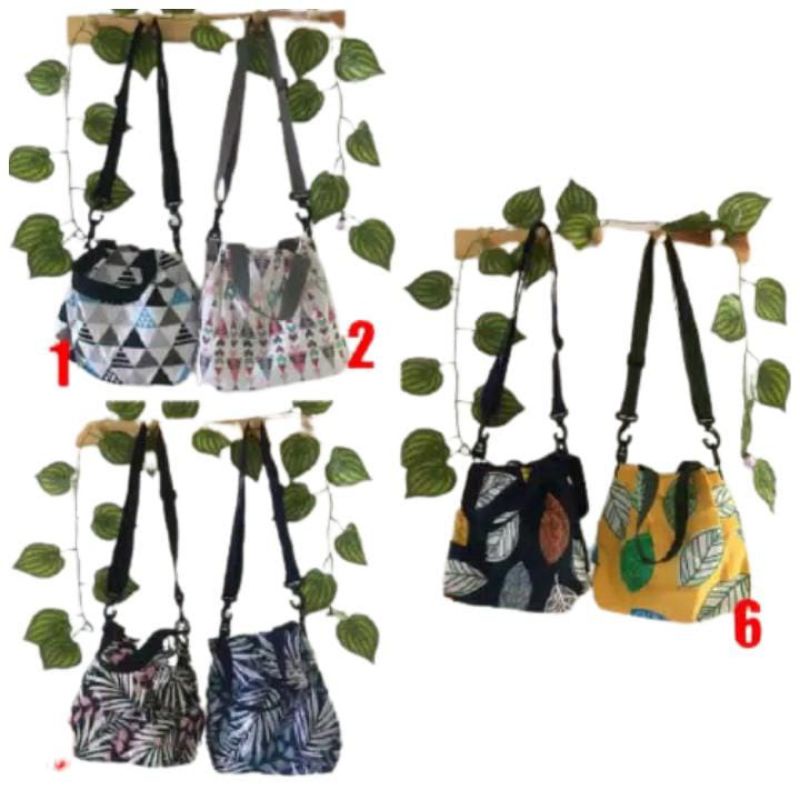 Tas Selempang Kanvas Wanita Motif Sling Bag kanvas Wanita