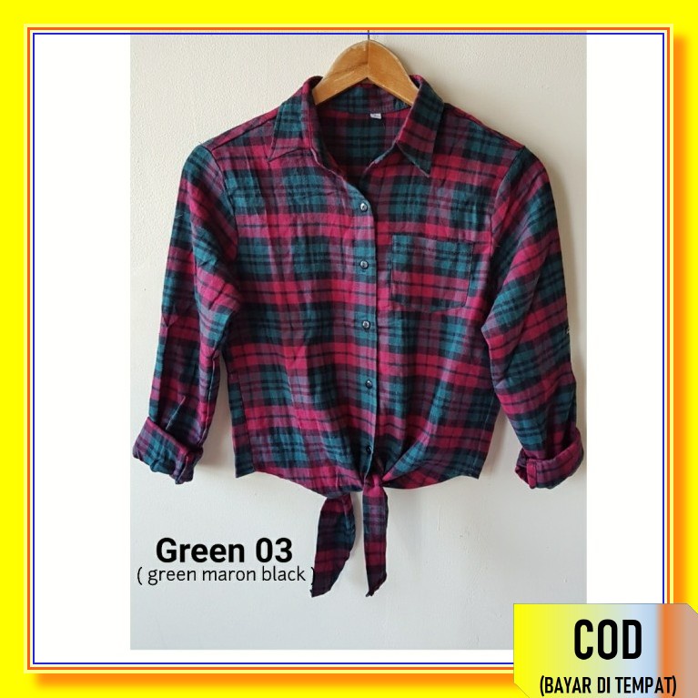 Kemeja Tangan Panjang Wanita Hem Wanita Polos Cewek Kekinian Hem  ZP918  Kotak Lengan Panjang - Ik