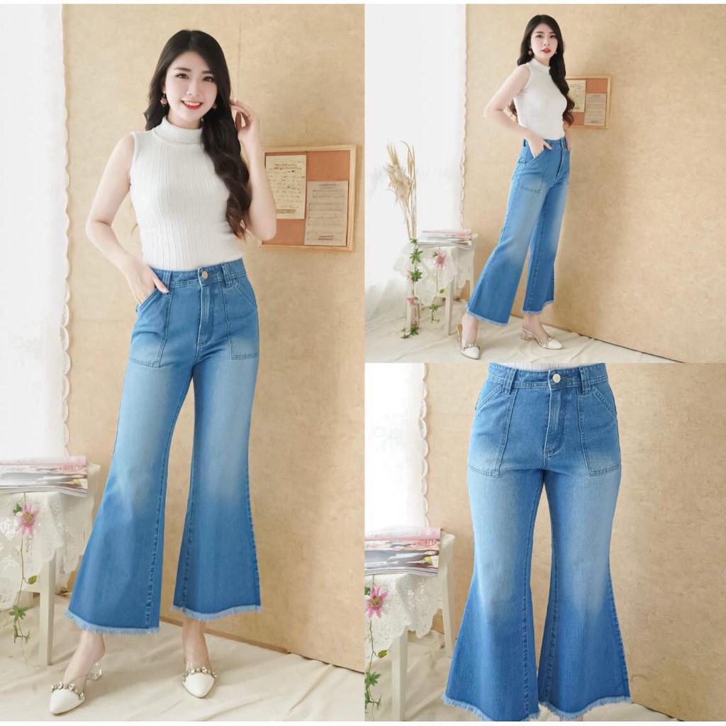 Celana Panajng Jeans Wanita Boysfriend Cutbray Rawis 28-30 31-33 Bisa Bayar Ditempat (COD)