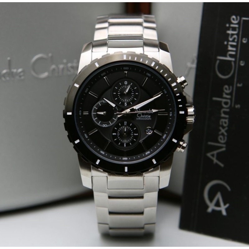 JAM TANGAN PRIA ALEXANDRE CHRISTIE AC 6141 / AC6141 FULL BLACK ORIGINAL