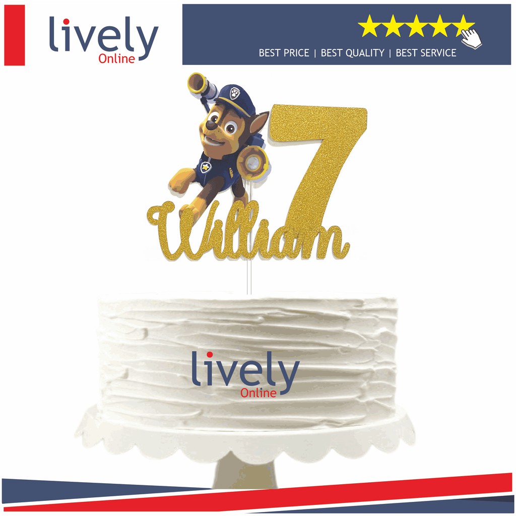 CUSTOM NAMA CUTTING CAKE TOPPER KARAKTER PAW PATROL HIASAN KUE