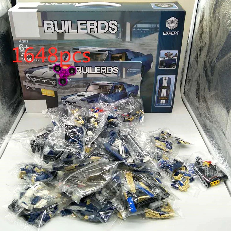 Mainan Lego Anak Ford Mustang Technic Series  Race Car Building Assembled Blocks Bricks Enlighten