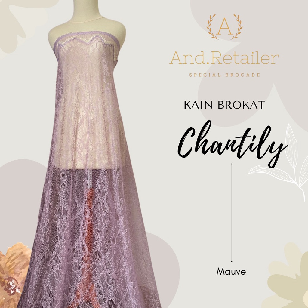 Brukat Lace Chantily  Shantily Panel Warna Mauve