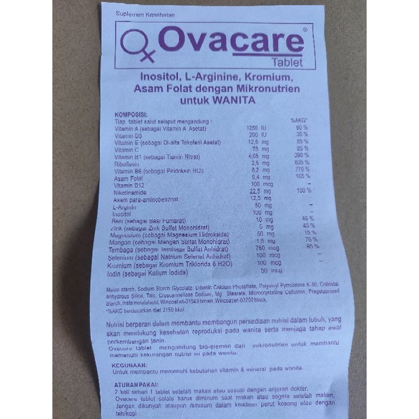 OLIGOCARE OVACARE VITAMIN SUAMI ISTRI KESUBURAN PRIA WANITA STRIP ISI 6 TABLET PROMIL Program Hamil PASUTRI