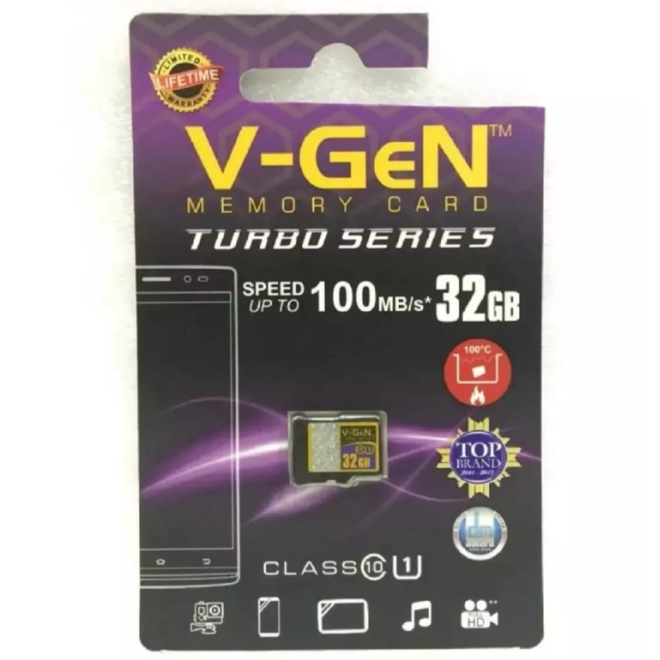 Memory Card / Micro SD V-GEN Turbo Series 100MB/s 8GB / 16GB / 32GB / 64GB Class 10 Series Micro SD V-GEN Memory Card HP V-GEN-ORIGINAL