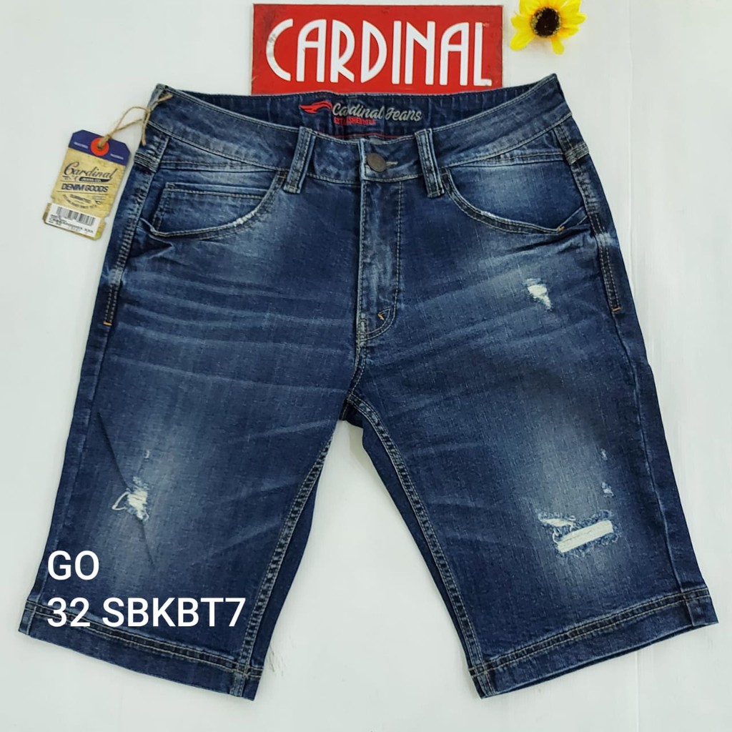 gos 32-S CARDINAL JEANS Celana Pria Celana Pendek Bermuda Casual Sobek Reguler Fit Slimfit Skinny