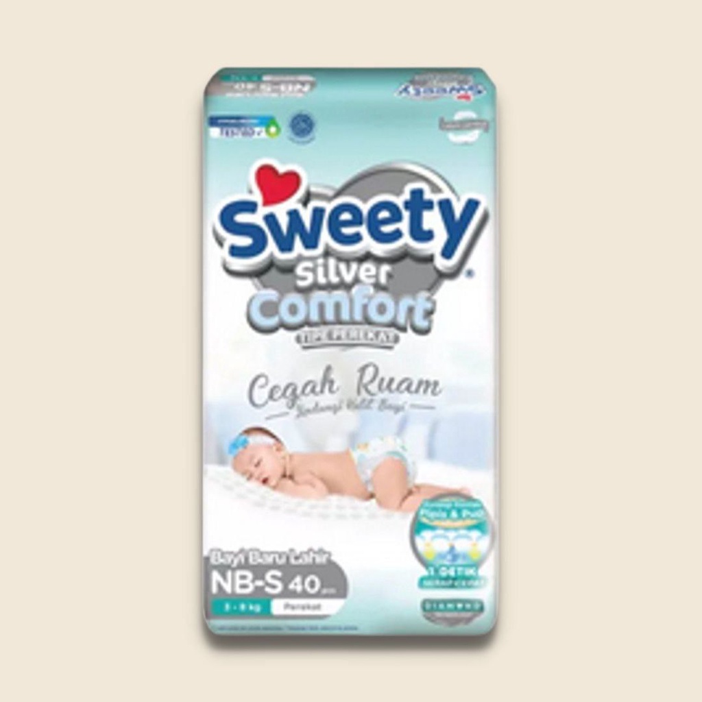 Sweety Popok Silver Comfort NB-S 40 Popok Sekali Pakai Popok Bayi Baru Lahir Popok Sweety Silver NBS