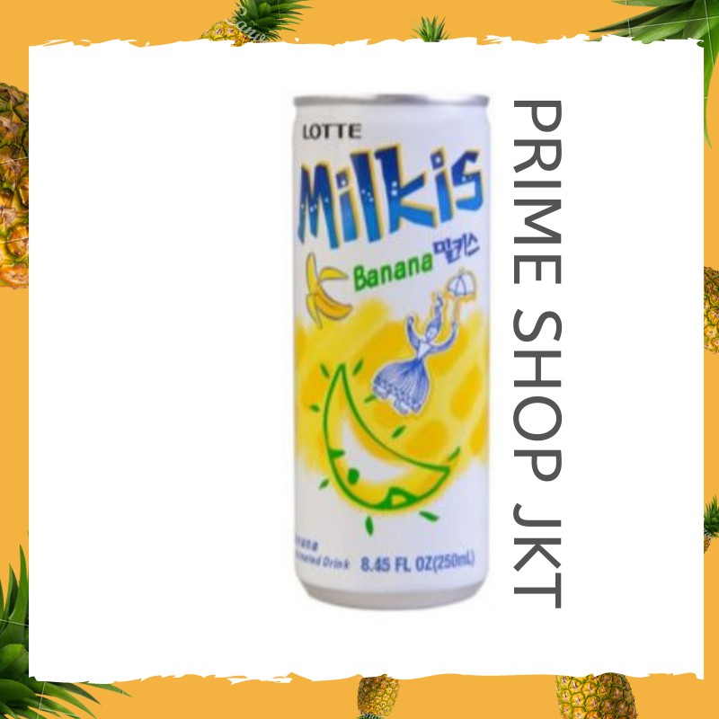 

Lotte Milkis Banana 250ml - Minuman Korea Berkarbonasi Rasa Pisang