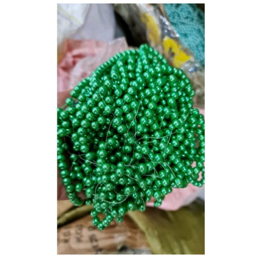 100Gram Payet Mote Manik Mutiara 8mm Bulat Kwalitas SUPER HIJAU