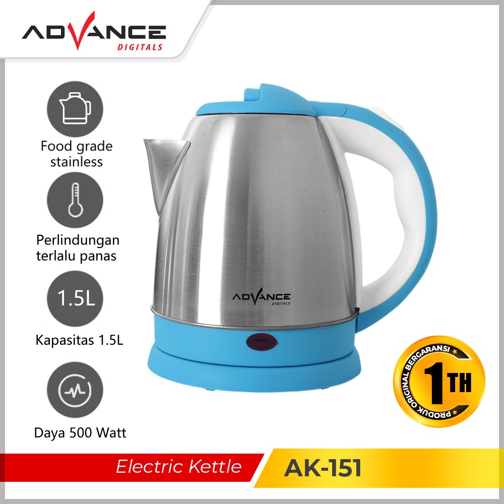 Advance Kettle Listrik 1.5L Teko Listrik 500W AK151 Garansi 1 Tahun