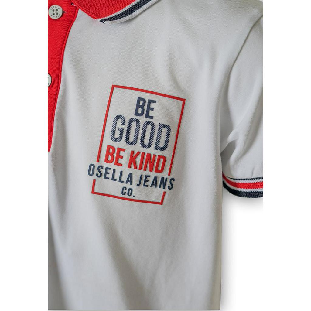 Osella Baju Anak Laki Laki Polo Shirt White Be good Be Kind-3