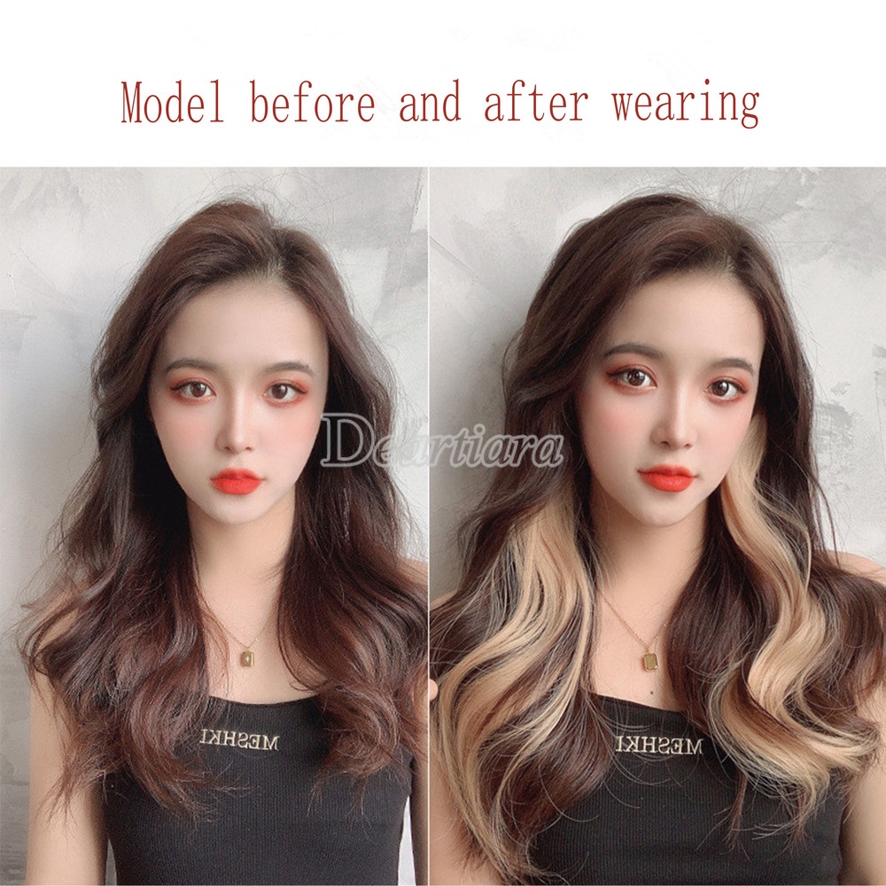 Rambut Palsu Extension Model Panjang Keriting Warna Gradasi Untuk Wanita