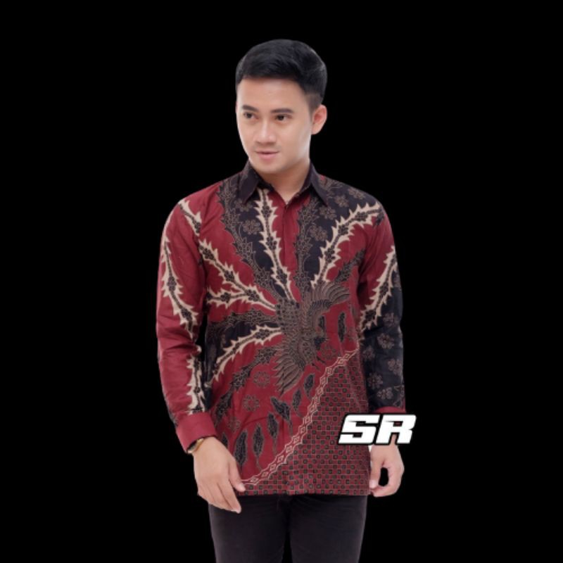 Batik Pria Lengan Panjang BATIK BERKAH HRB026 motif KERATONAN Kode 002 size M L XL XXL Reguler