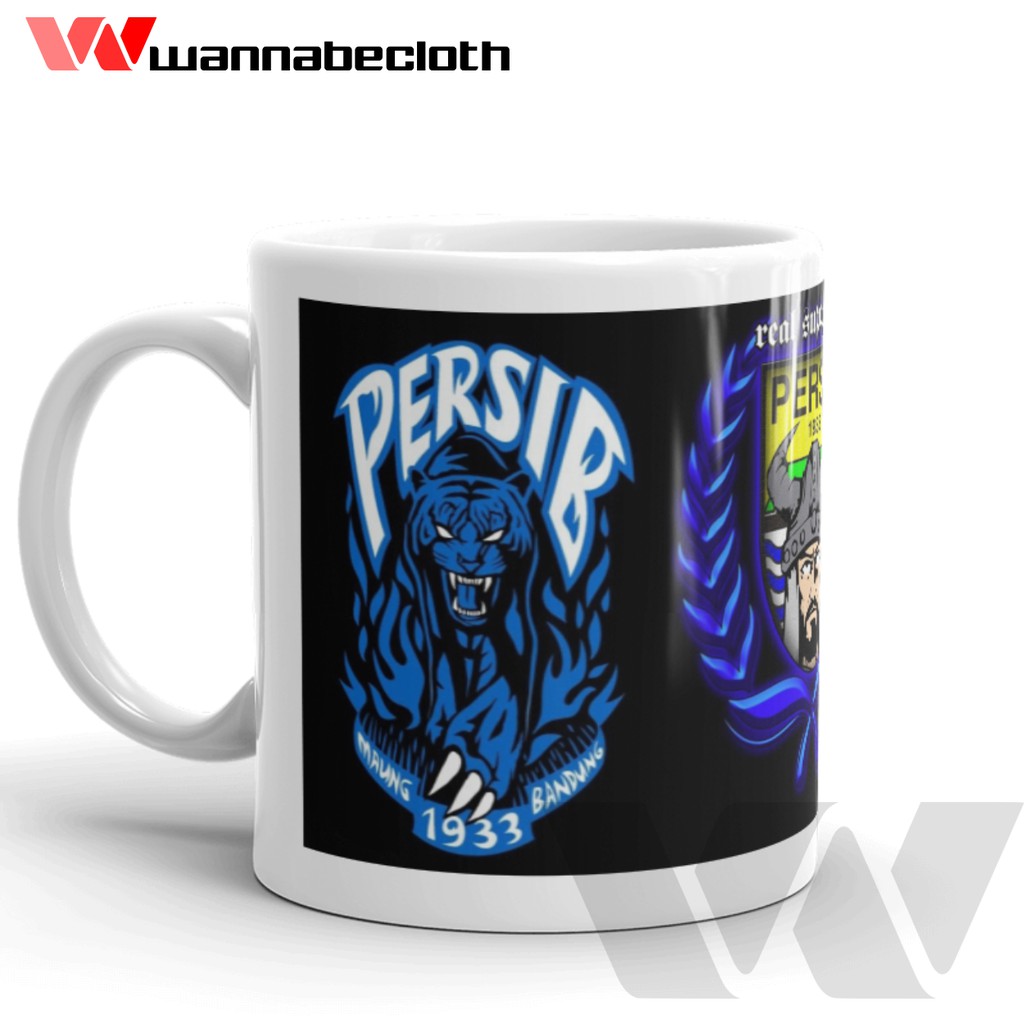 Gelas Mug PERSIB Keramik Porcelain Souvenir PERSIB BANDUNG Maung Bandung Hitam V2