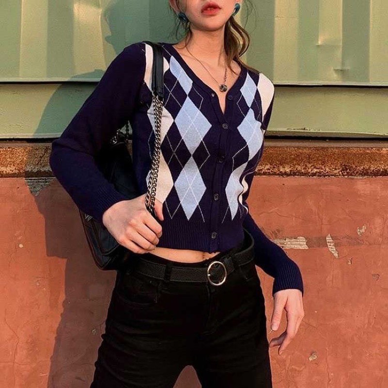 Argyle Knit Cardigan