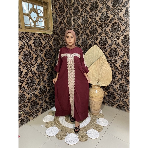 DASTER ARAB QUENA| RAYON SUPER GRADE A | RESLETING DEPAN BUSUI | RENDA MILO ORI | DASTER KEKINIAN-maroon