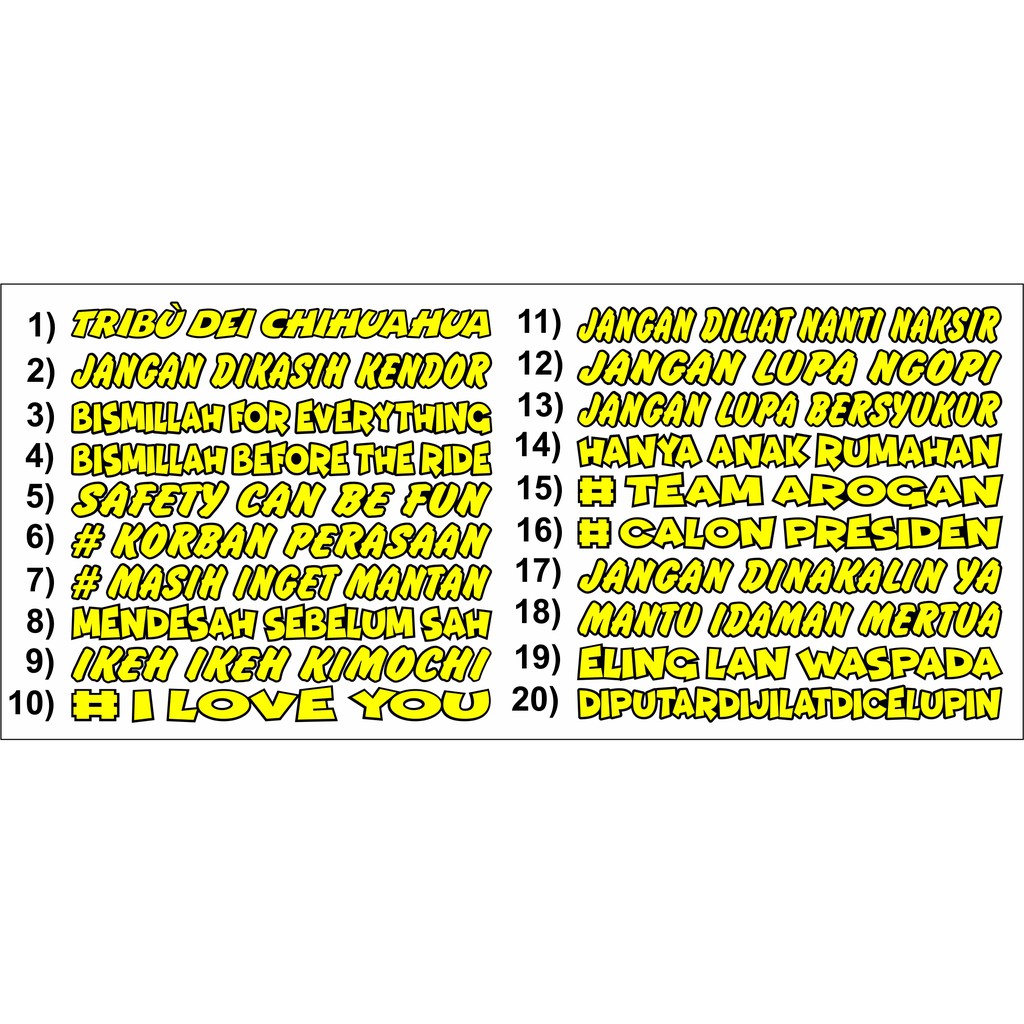 

Stiker kata-kata, stiker cutting visor