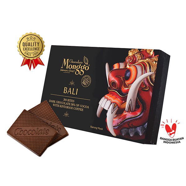 

Bali Dark Chocolate & Coffee Rarung box | Cokelat Monggo 20x5.5g| Coklat Oleh-oleh | Souvenir Snack