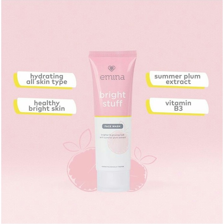 BPOM Emina Bright Stuff Face Wash 100ml - Pembersih Wajah Foam Mencerahkan