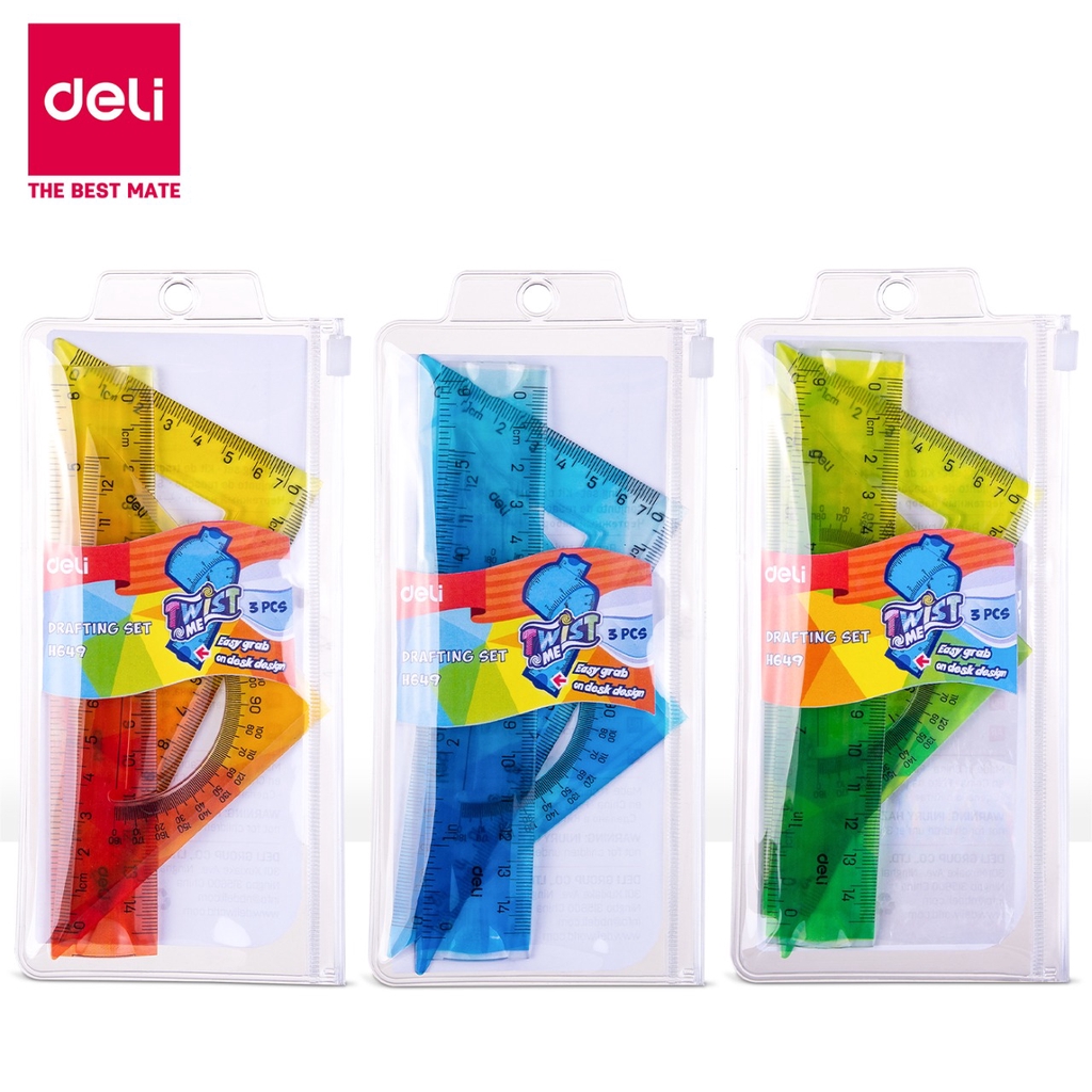 

Deli Penggaris 3pcs/Set 3 Warna Orange/Hijau/Biru EH649