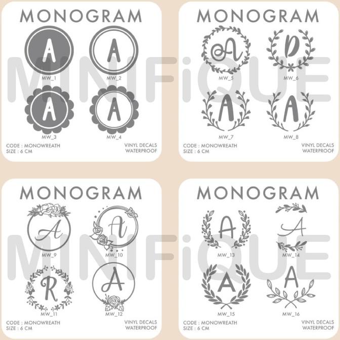 

cutting sticker monogram flower wreath inisial nama minifiq90 Juara