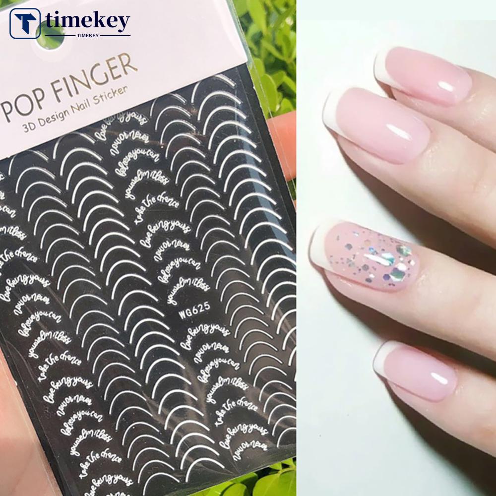 Timekey Stiker Kuku 3D Motif Garis Abstrak Warna Emas Untuk Dekorasi Nail Artmanicure A9K9