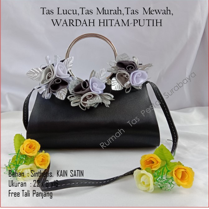 Tas Satin,Tas Clutch,Tas Seserahan,WARDAH HITAM-PUTIH