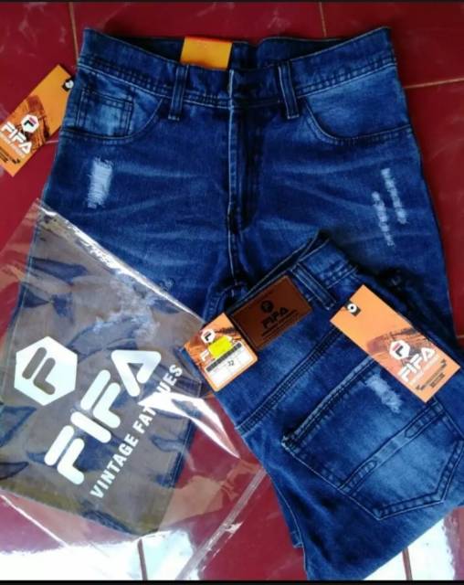 Celana jeans denim garment strecth melar pendek pria model sobek terbaru bisa COD