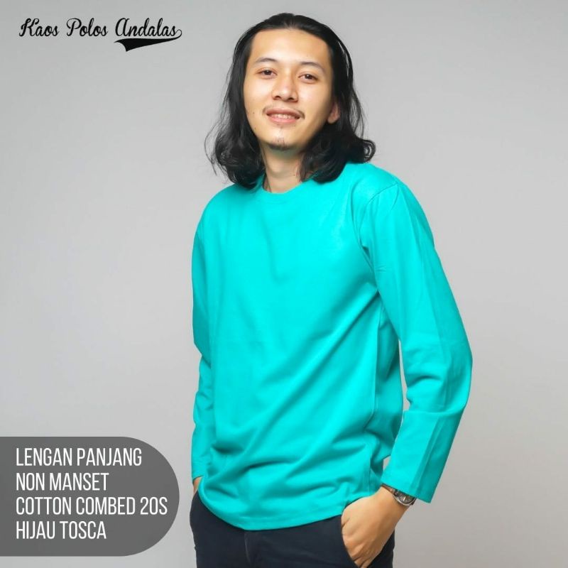 KAOS POLOS LENGAN PANJANG LOSS COMBED 20S HIJAU TOSKA