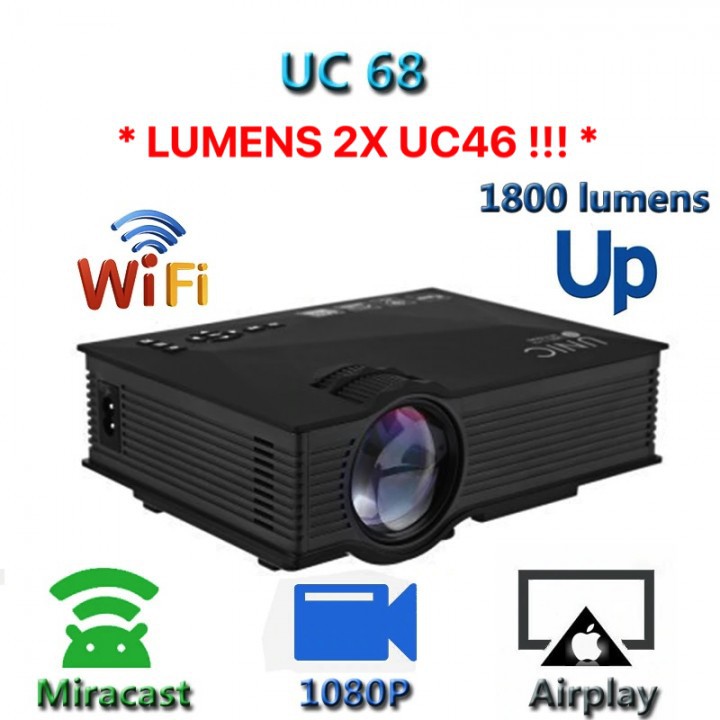 UNIC UC68 Projector with Miracast AirPlay 1800 Lumens - 2x UC46 Lumens - Proyektor Murah Terbaik
