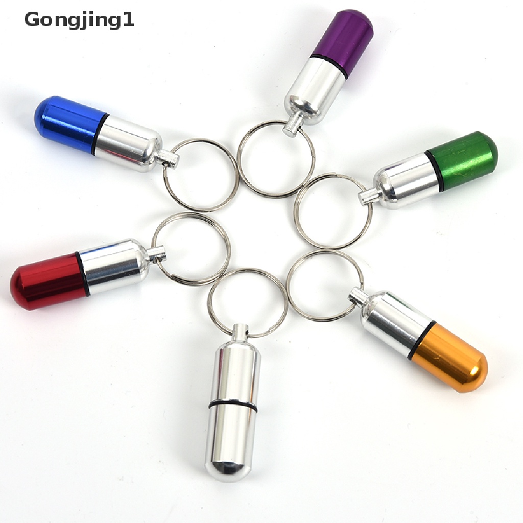 Gongjing1 Gantungan Kunci Botol Holder Obat Pil Bahan Aluminum Anti Air