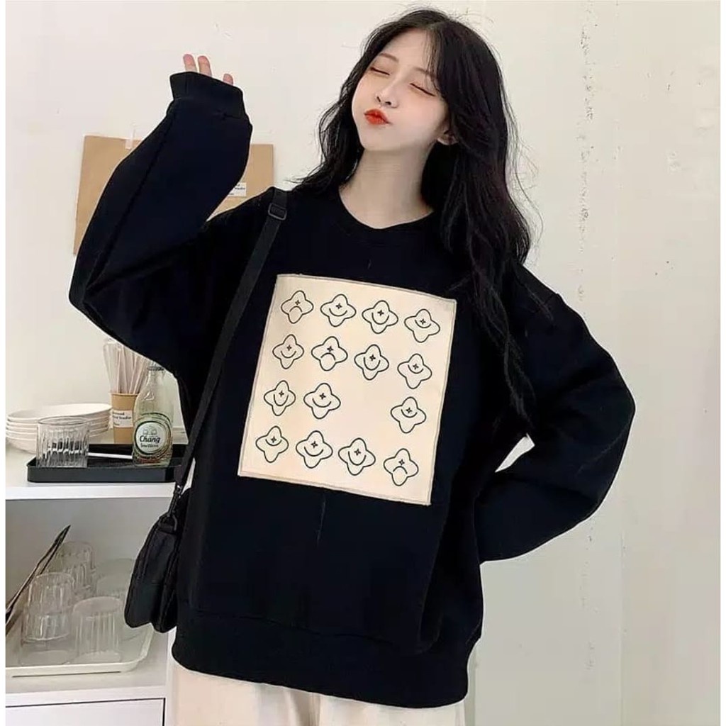 SWEATER OVERSIZE WANITA MISHCA CREWNECK SWITER WANITA KOREA