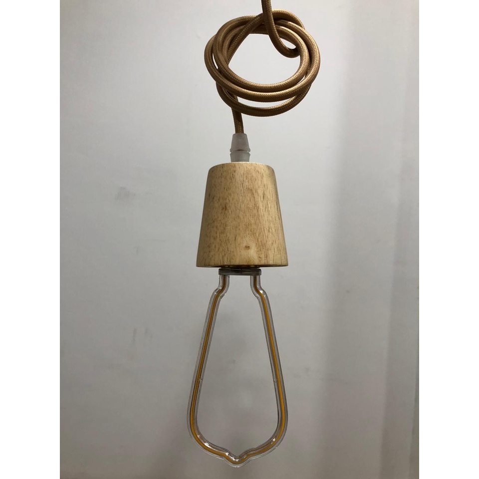 [WS] Fitting Gantung KAYU Edison filamen KAYU cafe Retro  - Fitting E27 (MB)