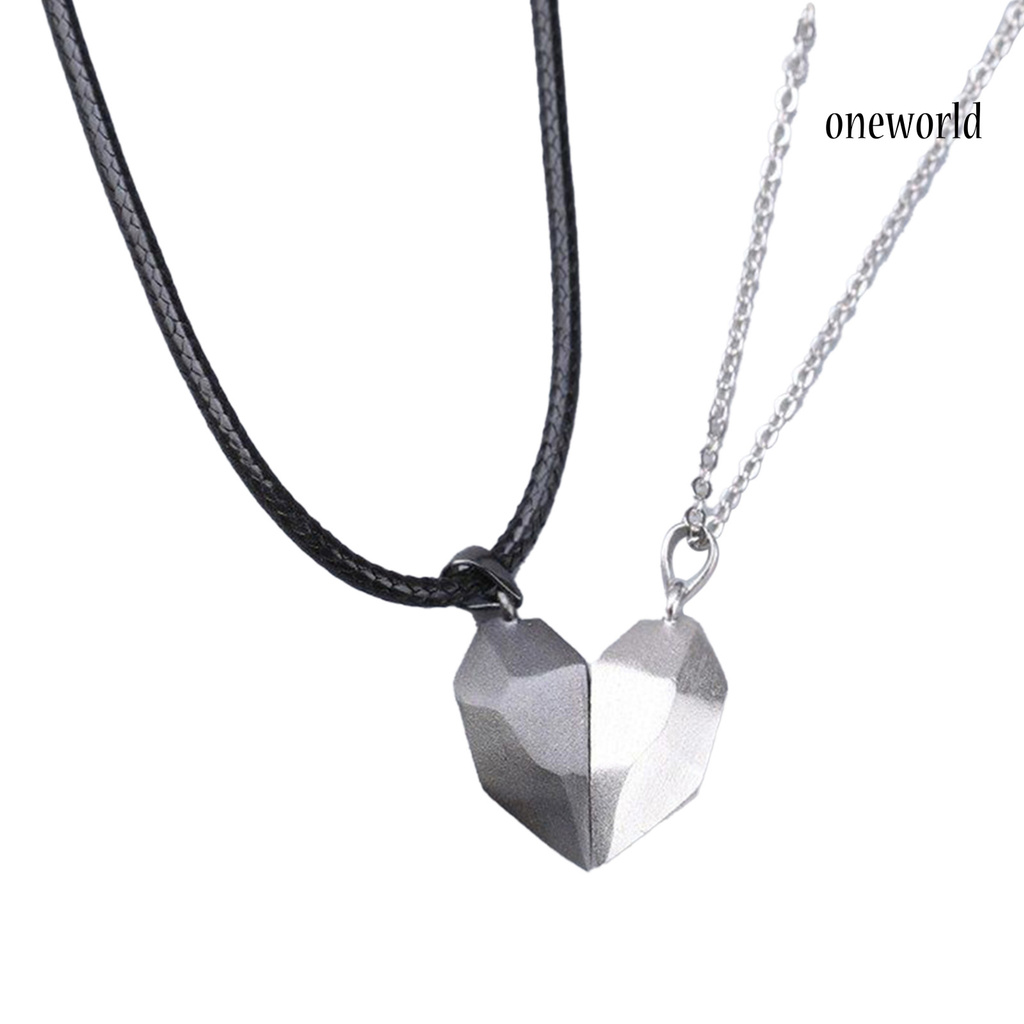 Oneworld Kalung Rantai Dengan Liontin Bentuk Hati Motif Tulisan Untuk Pasangan