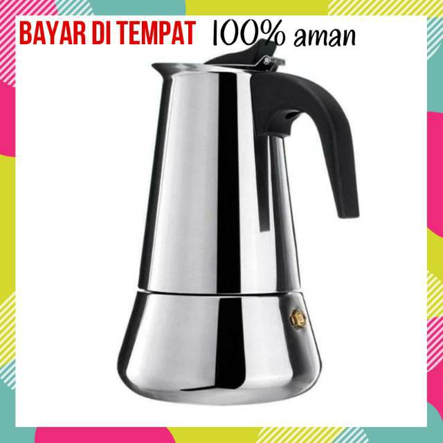 Ceret Teko Kopi Moka Pot Stainless Espresso Coffee Maker untuk 6 cup 300ml /tempat wadah kopi panas