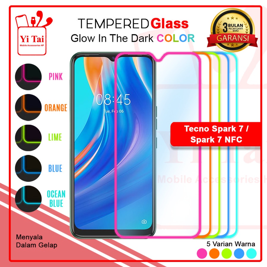 YI TAI TEMPER GLASS ANTI GORES SPY GLOW IN THE DARK TECNO SPARK 7/7 NFC SPART 7 PRO - BD