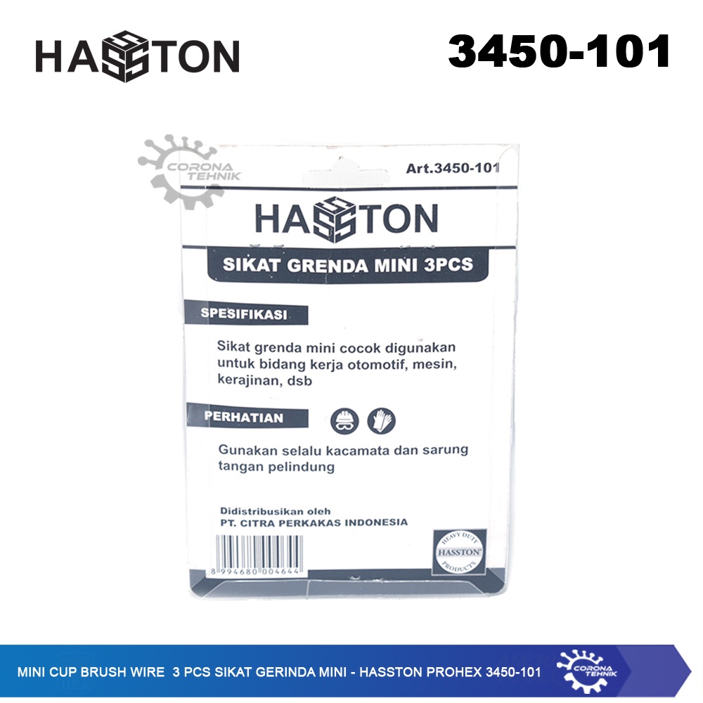 Hasston Prohex 3450-101 - Mini Cup Brush Wire 3 Pcs Sikat Gerinda Mini