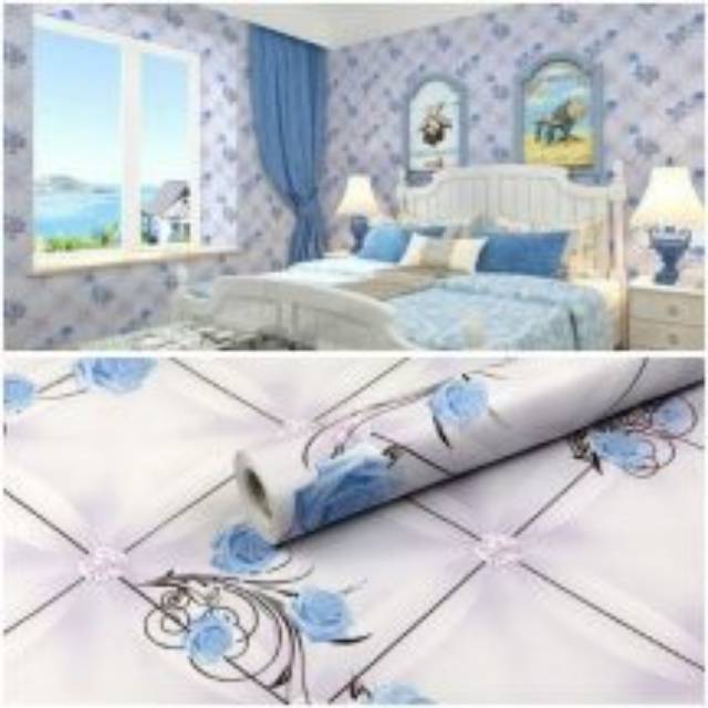 Grosir walpaper stiker dinding 3d motif bunga
