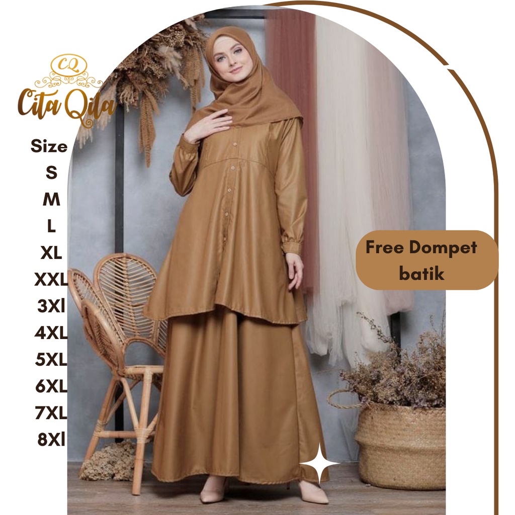 GAMIS MODEL SETELAN WARNA KHAKI TUA BAHAN TOYOBO / SERAGAM PDH PNS PEMDA BISA UNTUK BUMIL TERSEDIA U
