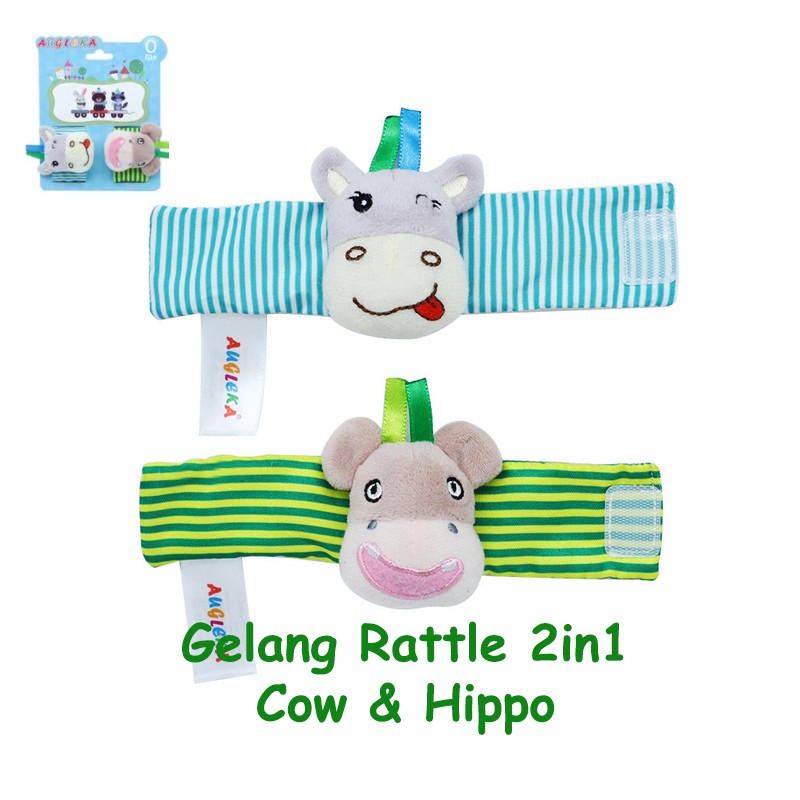 Gelang Rattle 2in1 PREMIUM Wrist Rattle Boneka Mainan Bayi Lucu Edukasi Sensori Bayi Krincingan